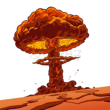 漫画风格核爆炸产生的蘑菇云地面开裂6820868矢量图片免抠素材