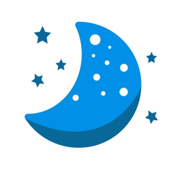 蓝色的卡通弯月和星星晚安插画800131png图片素材