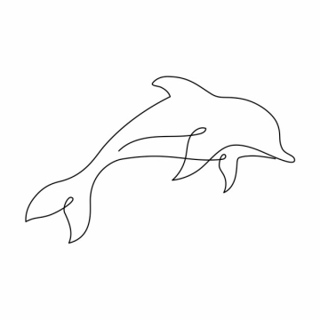 一根线条海豚手绘插画简笔画233302png图片素材
