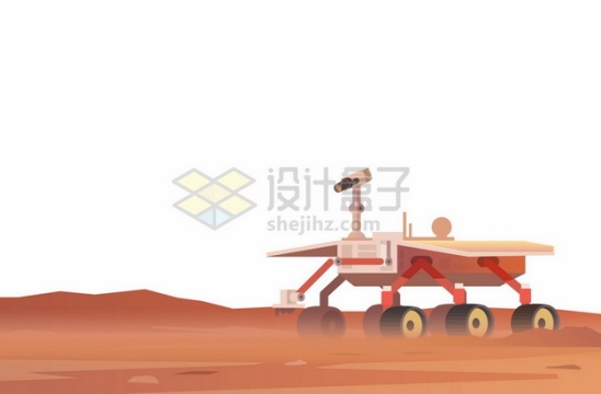 红色火星地面上的卡通祝融号火星车6572708矢量图片免抠素材