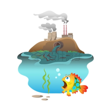 卡通核污水排放到海洋中惊呆了鱼儿插画4731281矢量图片免抠素材