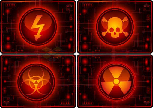 4款红色的核战争核污染警告背景1911661矢量图片免抠素材
