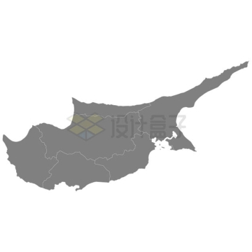深灰色的塞浦路斯行政地图8429374矢量图片免抠素材