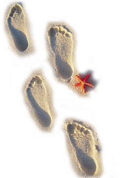 沙滩上的脚丫脚印图片png免抠素材