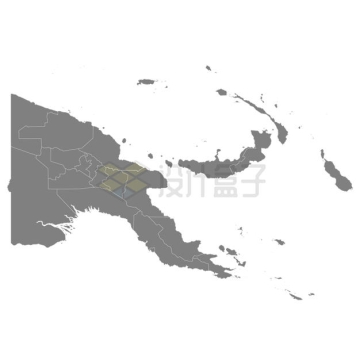深灰色的巴布亚新几内亚行政地图3050067矢量图片免抠素材