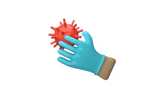 蓝色3D橡胶手套和红色病毒4133810免抠图片素材