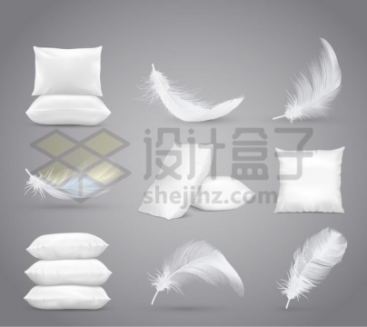 白色羽毛和枕头png图片免抠矢量素材