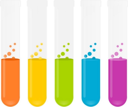 5种颜色液体的化学实验试管6694429png免抠图片素材