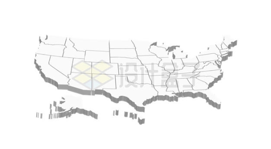 3D风格的美国地图3528610矢量图片免抠素材