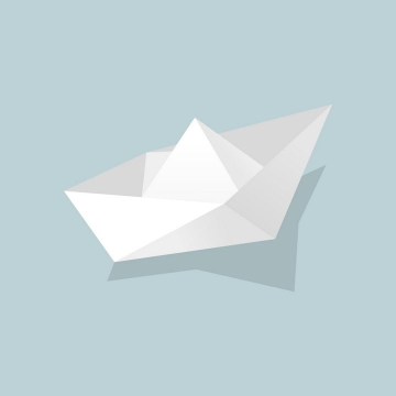 扁平化风格的灰白色折纸船png图片免抠矢量素材