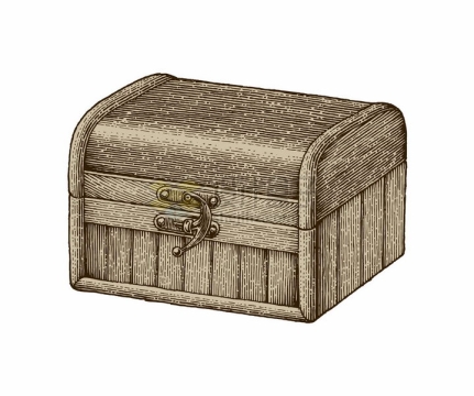 复古风格的木箱子手绘素描插画png图片免抠矢量素材