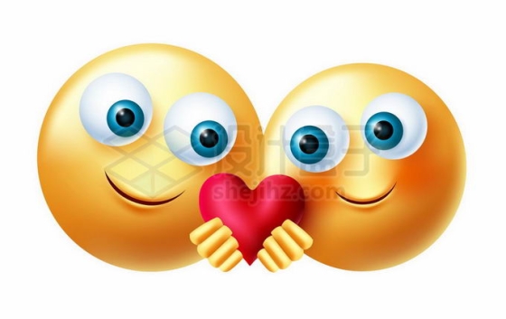 一起捧着红心的两个卡通小黄人情侣情人节表情包7042822矢量图片免抠素材