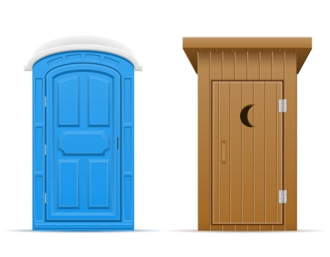 两款不同风格的移动厕所公共厕所免抠矢量图片素材