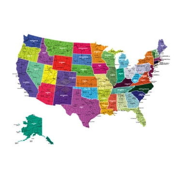 非常详细的美国各州各县地图1128394矢量图片免抠素材