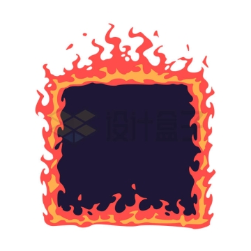 燃烧火焰效果火圈组成的黑色文本框信息框3465113矢量图片免抠素材
