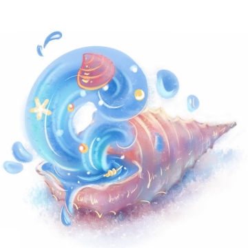 绚丽的贝壳海螺手绘插画1189617免抠图片素材