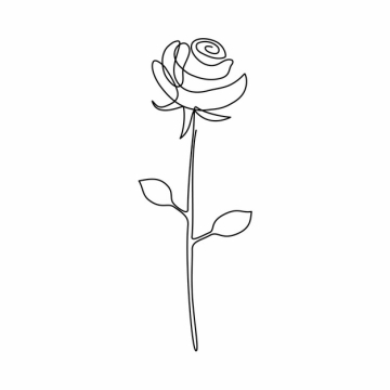 一根线条玫瑰花花朵手绘插画简笔画559159png图片素材