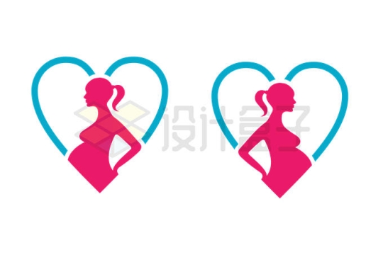 2款线条心形孕妇怀孕月子中心月嫂公司logo设计方案5232339矢量图片免抠素材