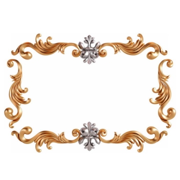  Square border decoration consisting of 3D three-dimensional gold European pattern 1523320 cut free picture material