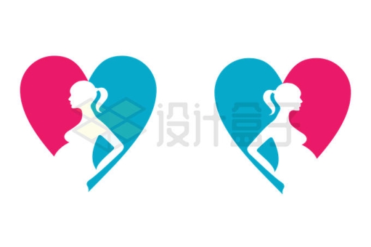 2款红蓝色心形孕妇怀孕月子中心月嫂公司logo设计方案3767050矢量图片免抠素材