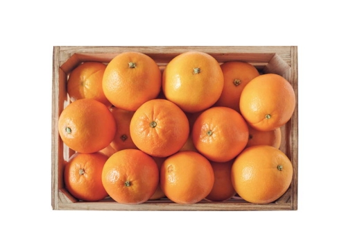 俯视视角木框中的橙子橘子脐橙美味水果2078240免抠图片素材