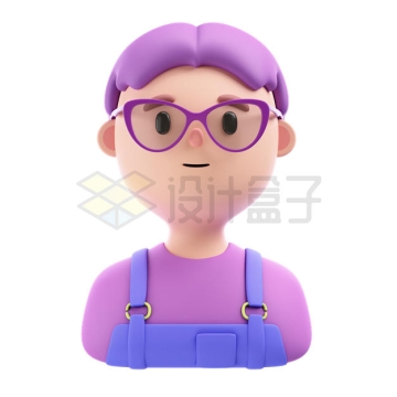 可爱的卡通戴眼镜男孩3D人物模型4317266PSD免抠图片素材
