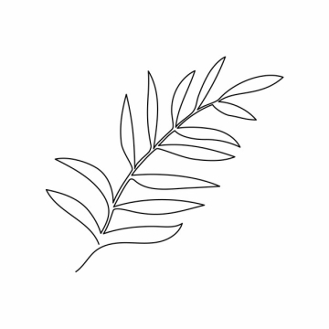 一根线条叶子树叶手绘插画简笔画336253png图片素材