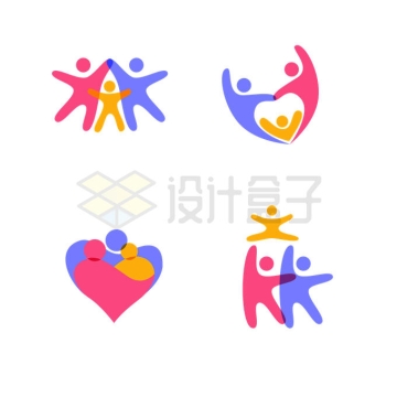4款大人小孩小人儿温馨家庭logo设计方案8198029矢量图片免抠素材