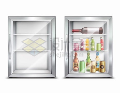 玻璃门电冰箱冰柜png图片免抠矢量素材