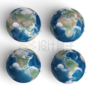 定位在亚洲非洲北美洲南美洲的3D地球模型4337868PSD免抠图片素材