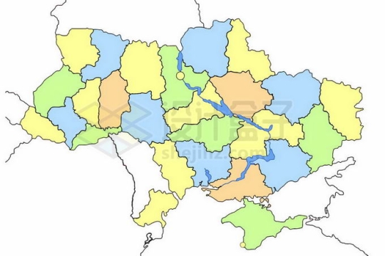彩色色块组成的乌克兰行政地图1323526矢量图片免抠素材