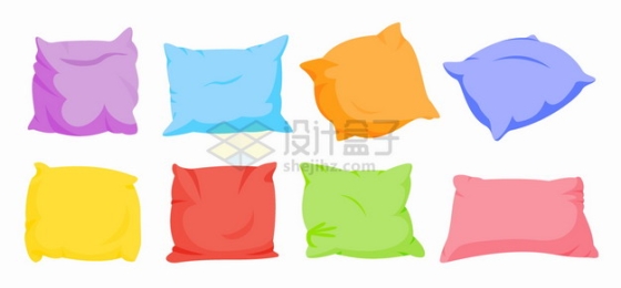 8款糖果色风格抱枕羽绒枕头png图片素材