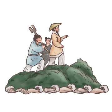 大禹治水中国传统神话人物传说故事手绘彩色插图图片免抠png素材