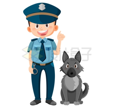 带着警犬的卡通警察7062912矢量图片免抠素材