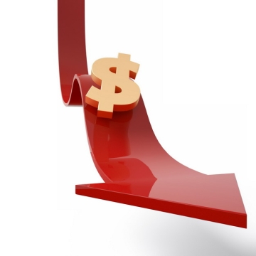 3D立体下滑的红色箭头和美元符号标志象征了经济股市危机751496png图片素材