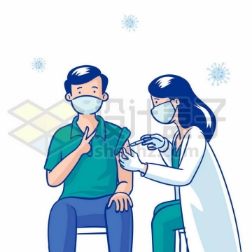 卡通医生正在给男人打针注射新冠疫苗1952143矢量图片免抠素材免费下载