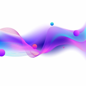 蓝色紫色组成的抽象波浪线条和小球装饰770371png图片素材