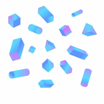 各种蓝紫色的立方体圆柱体等形状567041png图片素材