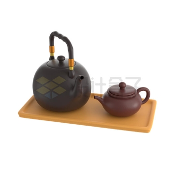 茶盘上的紫砂茶壶3D模型1501056PSD免抠图片素材