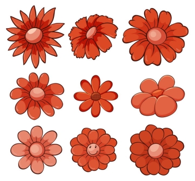 9款红色的卡通花朵花瓣图片免抠矢量素材