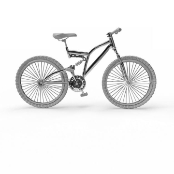 一辆不锈钢运动自行车双碟刹山地车6041302免抠图片素材