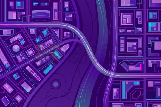 紫色暗黑科幻风格城市地图1429965矢量图片免抠素材
