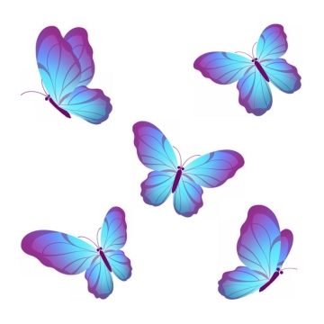 五款蓝紫色的蝴蝶327822png图片素材