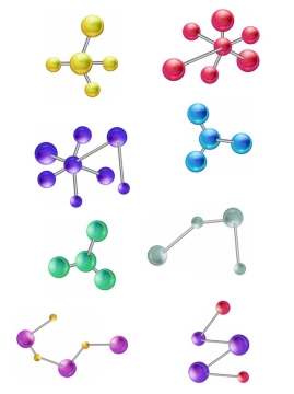 八款彩色小球组成的分子结构模型511744png图片素材