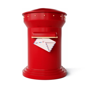 3D立体风格圆柱形复古红色邮筒3920300矢量图片免抠素材