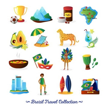 16款巴西旅游图标图片免扣素材