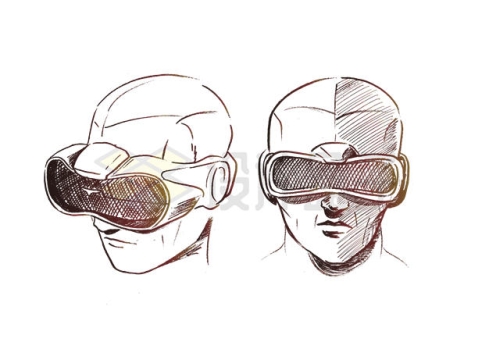 2款手绘风格戴着VR眼镜的男人头像7284382矢量图片免抠素材