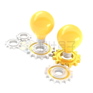 齿轮和黄色电灯泡3D模型3991138PSD免抠图片素材