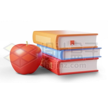 红苹果书本3D模型3641569免抠图片素材