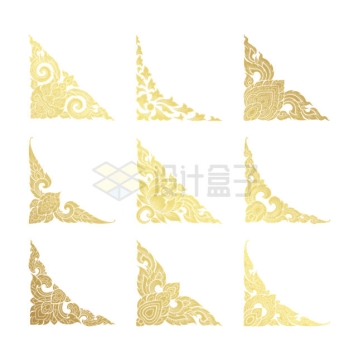9款复杂的边角金色装饰图案9835723矢量图片免抠素材